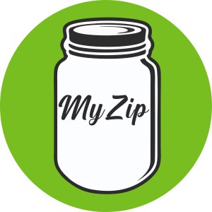 Logo of MyZip featuring a jar design with a green background.